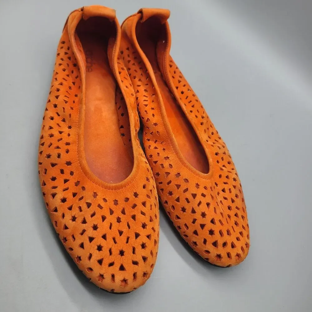 Arche Lilly Ballerina Nubuck ballet Flats orange cut-outs Eur 42  US 11 France - Picture 3 of 13